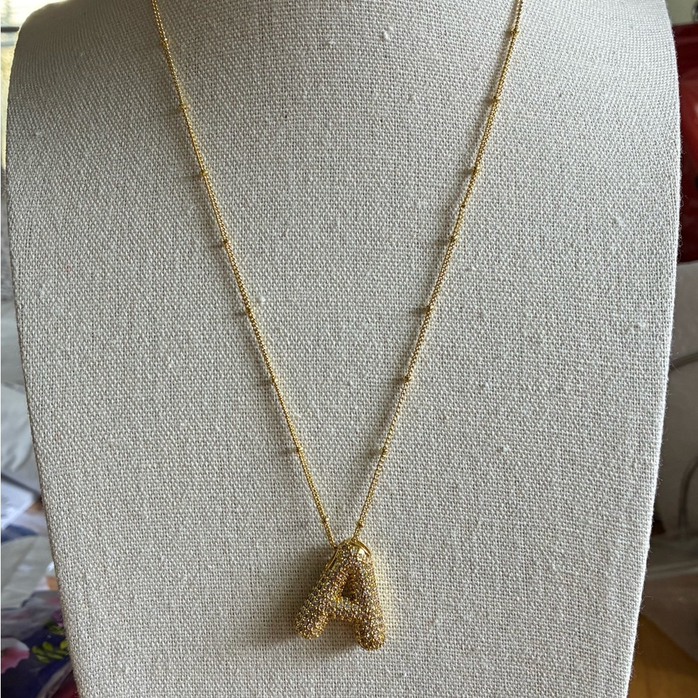 CCINPPY Gold Initial A Pendant Necklace – Women's Gold-Tone Beaded Chain.